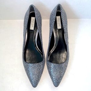 Cole Haan Size 7.5 B Silver Glitter Kitten Heels Sparkle Sparkly